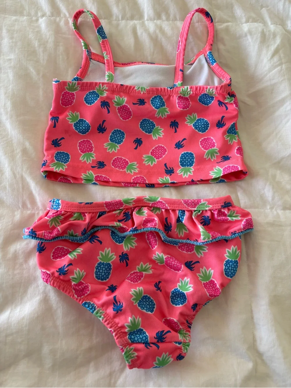 Penny M. Girls 4T 2-Piece Swim Set Ruffle Tank Top Bikini Bottom Pineapple
